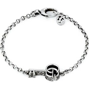 Authentic Gucci Double G Marmont Key Charm Bracelet 925 Silver Made in Italy NEW